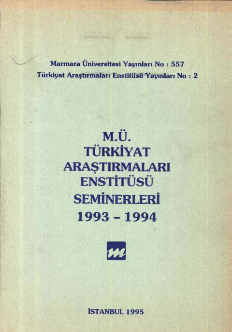 M.Ü. Türkiyat Araştırmaları Enstitüsü Seminerleri 1993-1994